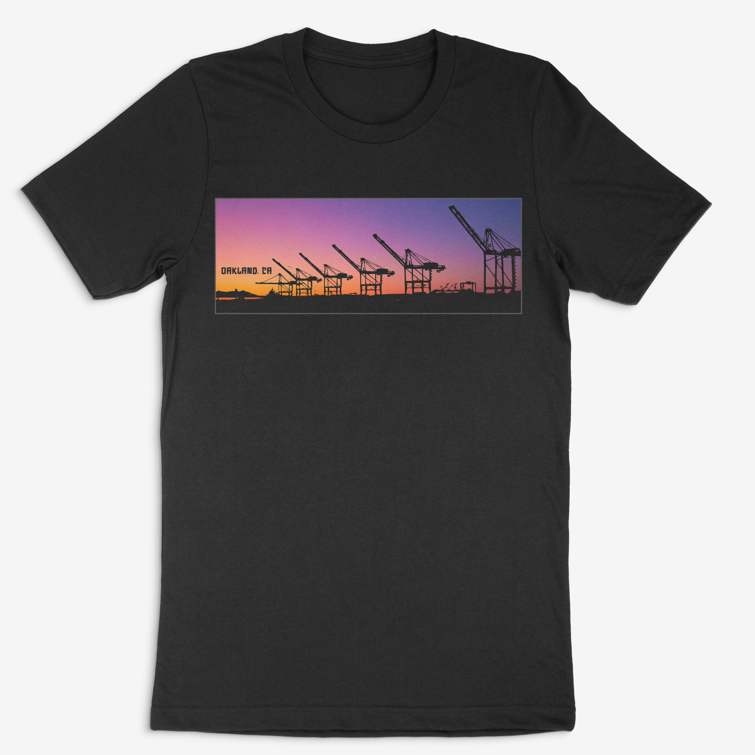Oakland Cranes - Sunset. Black T-Shirt